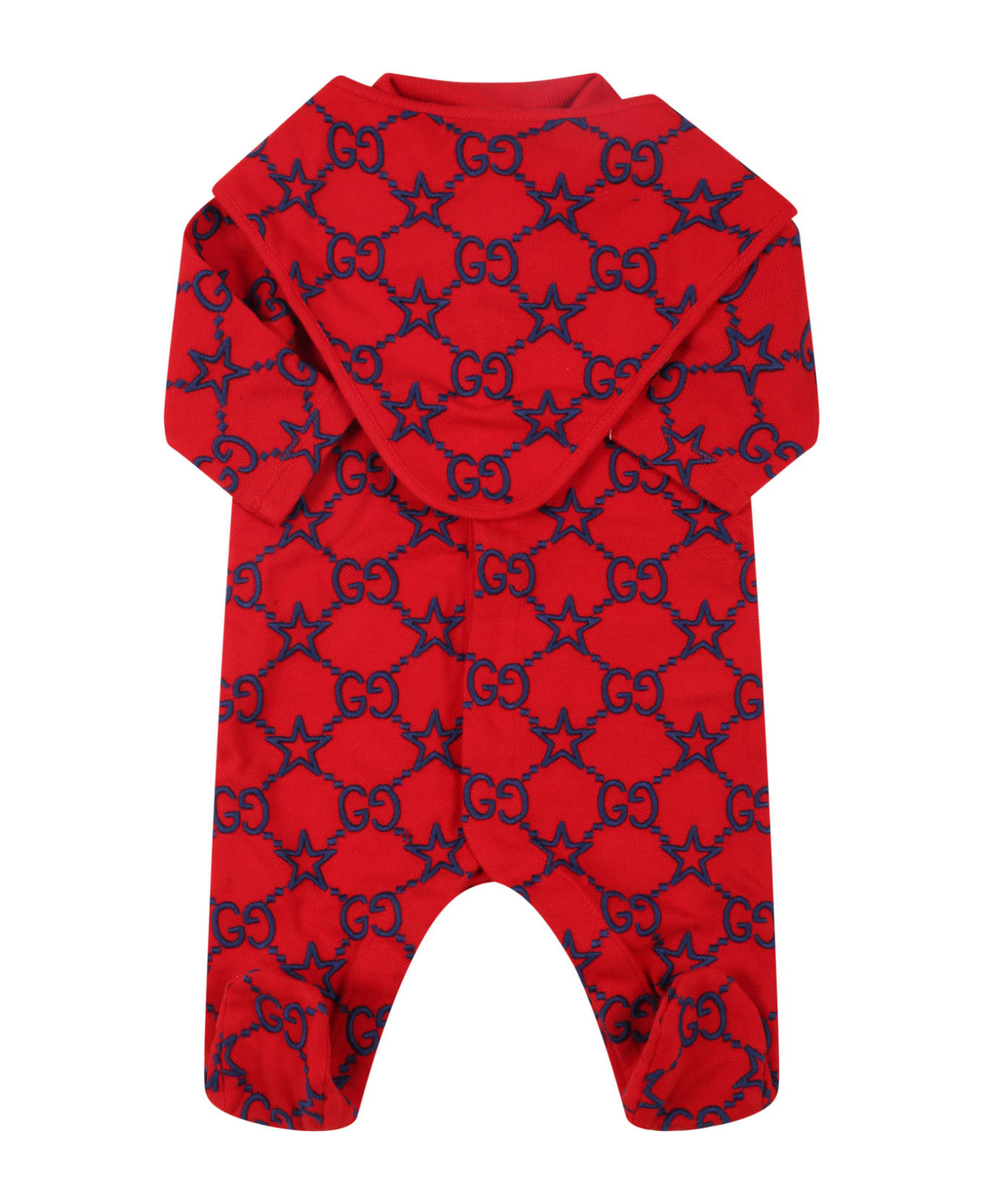 Gucci Red Set For Baby Boy With  Double Gg - Multicolor