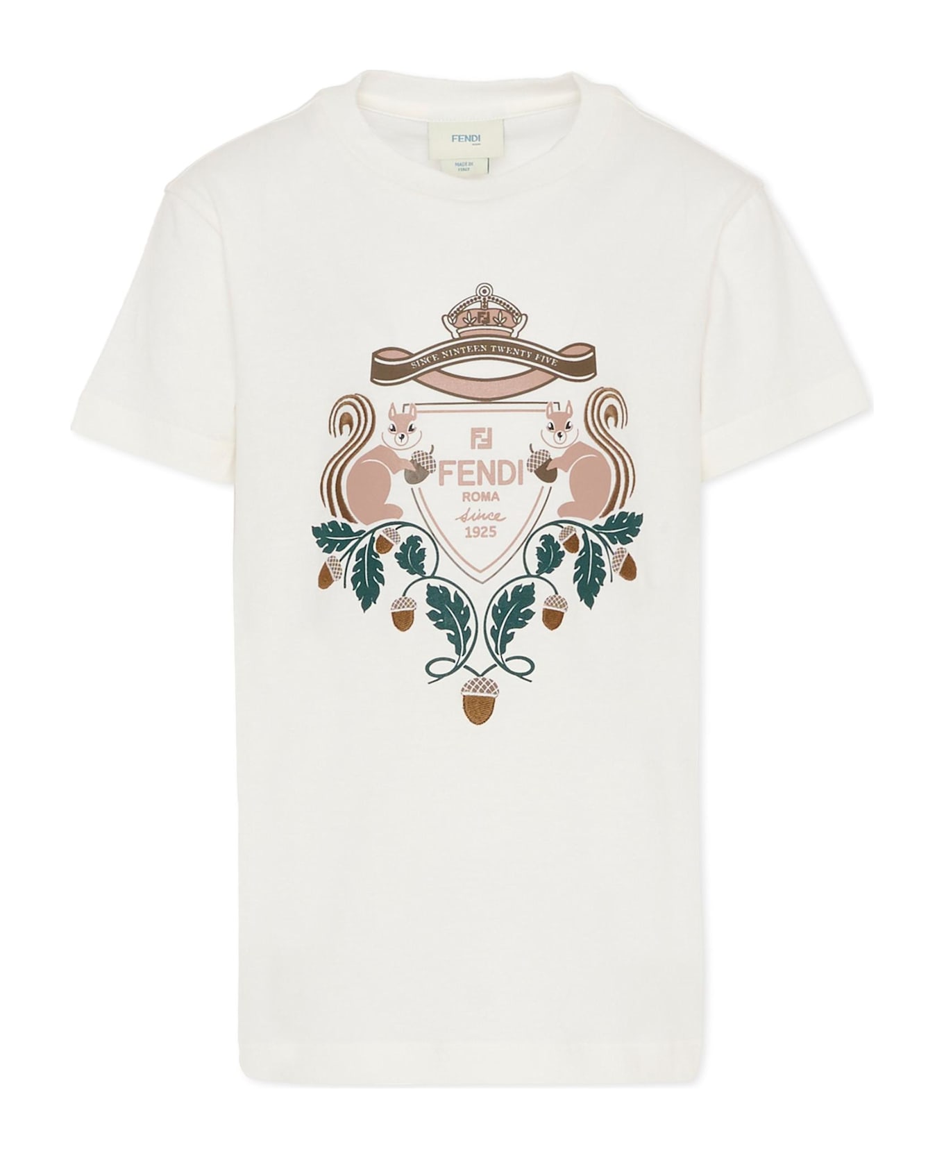 Fendi White T-shirt For Kids With Logo - White