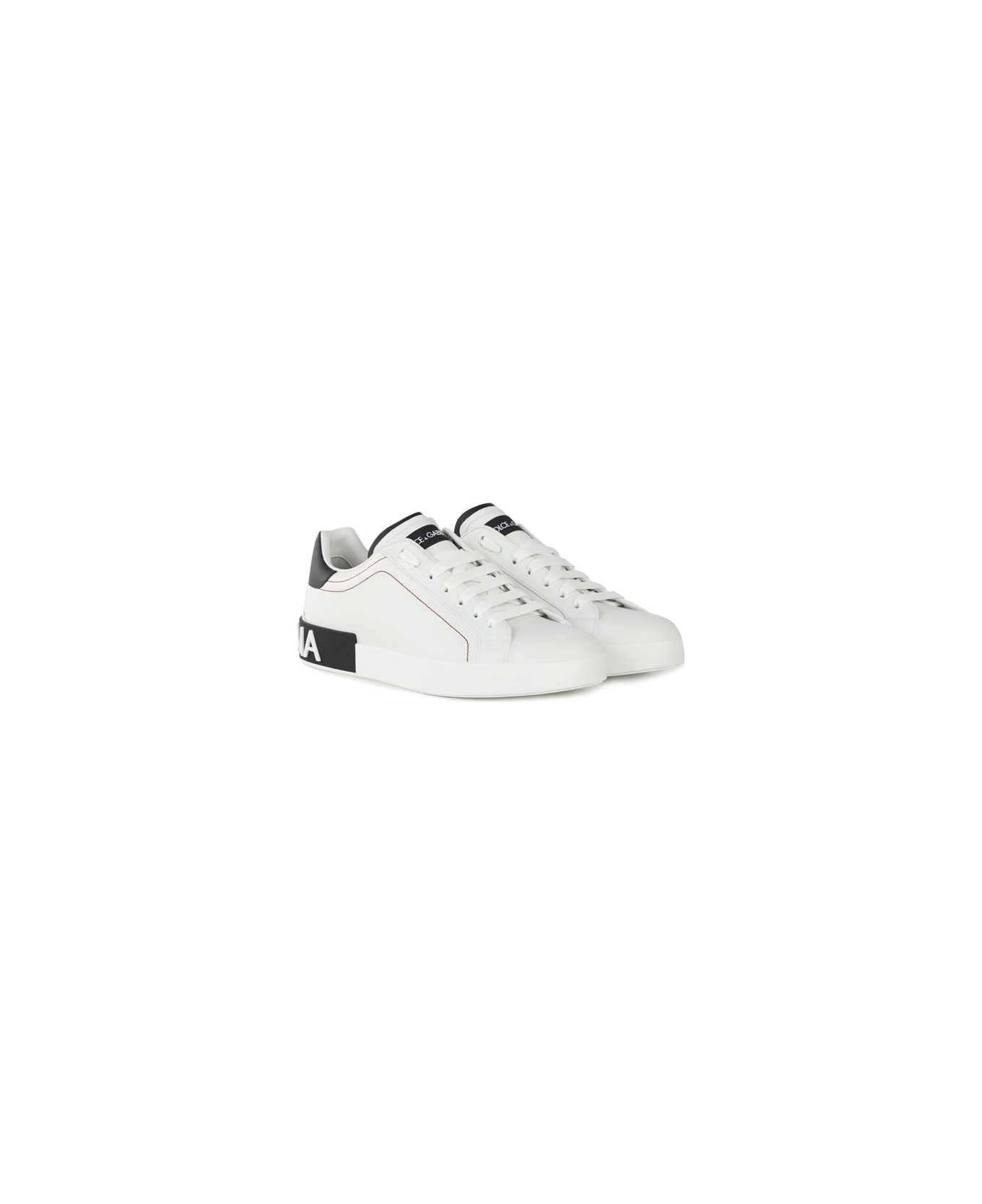 Dolce & Gabbana Portofino Sneakers In Nappa Leather - White