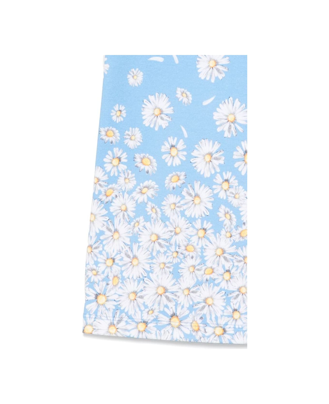 Moschino Light Blue Crewneck Dress With Logo Lettering On The Sleeve And All-over Floral Motif In Cotton Girl - Light blue