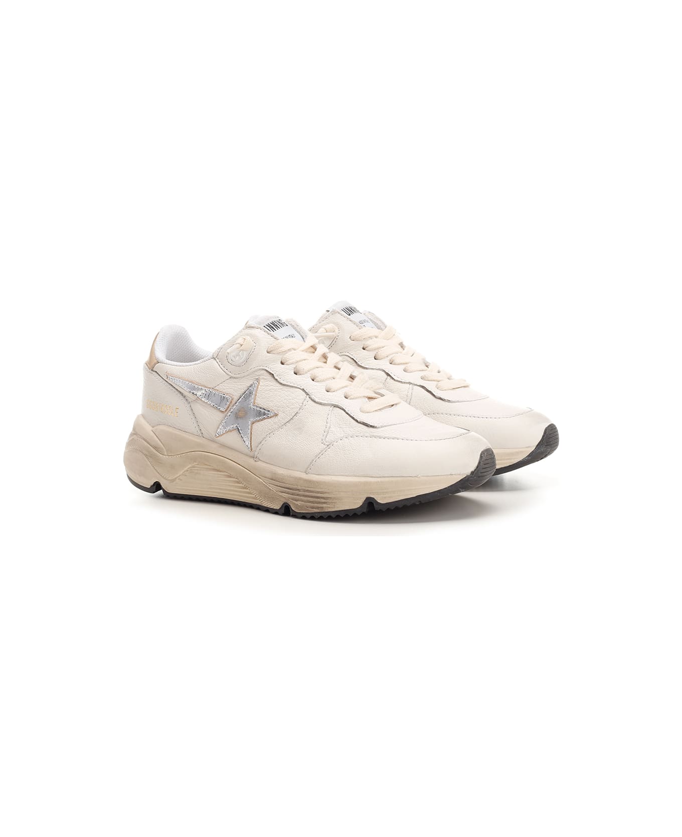 Golden Goose Ivory 'running Sole' Sneakers - WHITE/SILVER/GOLD