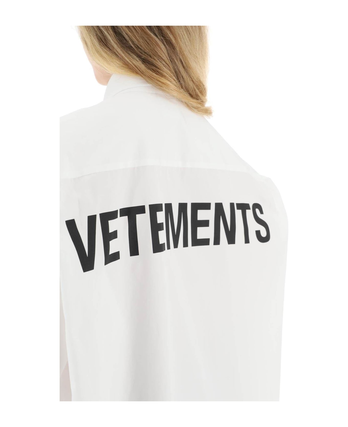VETEMENTS Oversized Shirt With Back Logo - WHITE