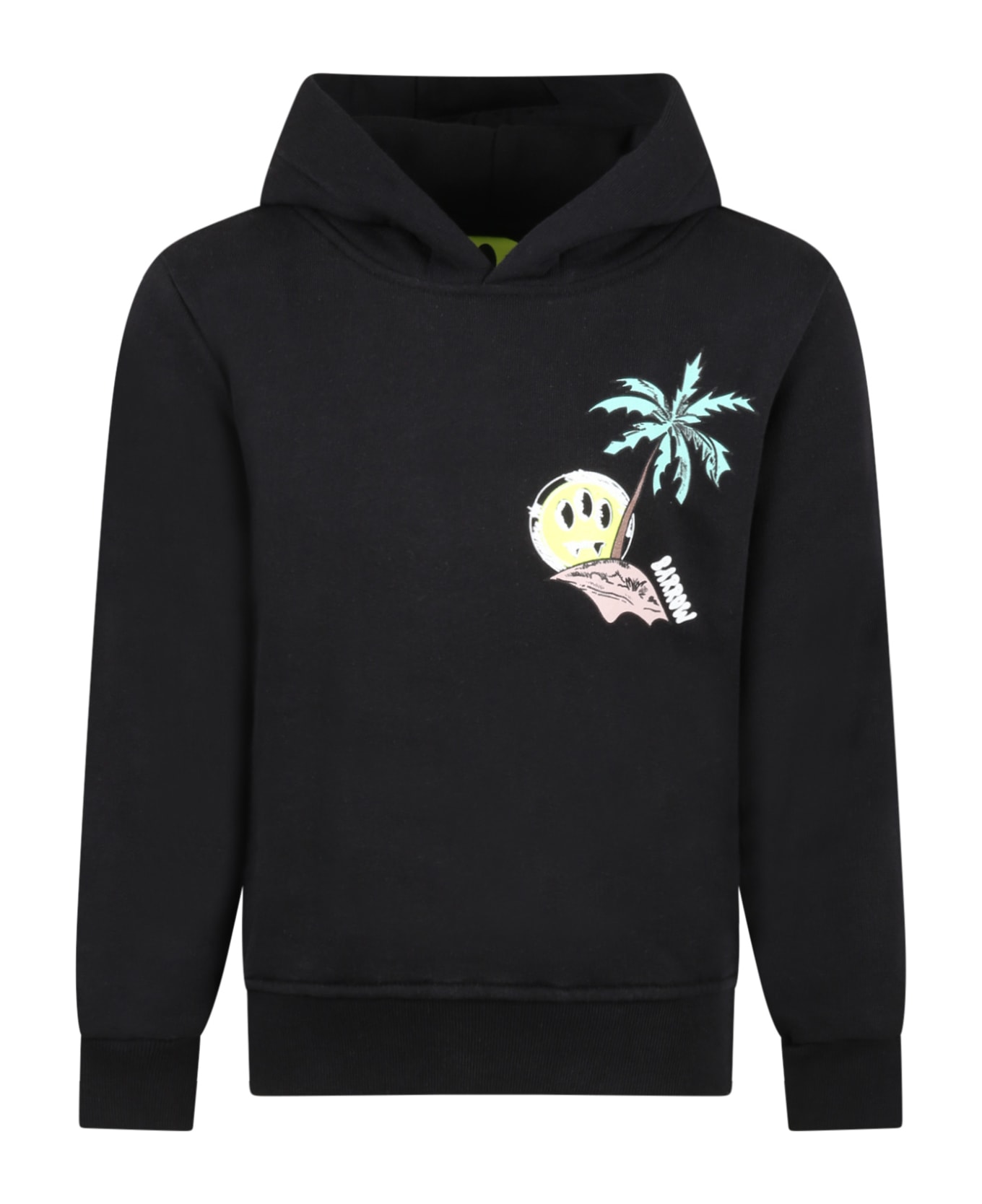 Barrow Black Sweatshirt For Kids With Palm Tree And Smiley - Nero