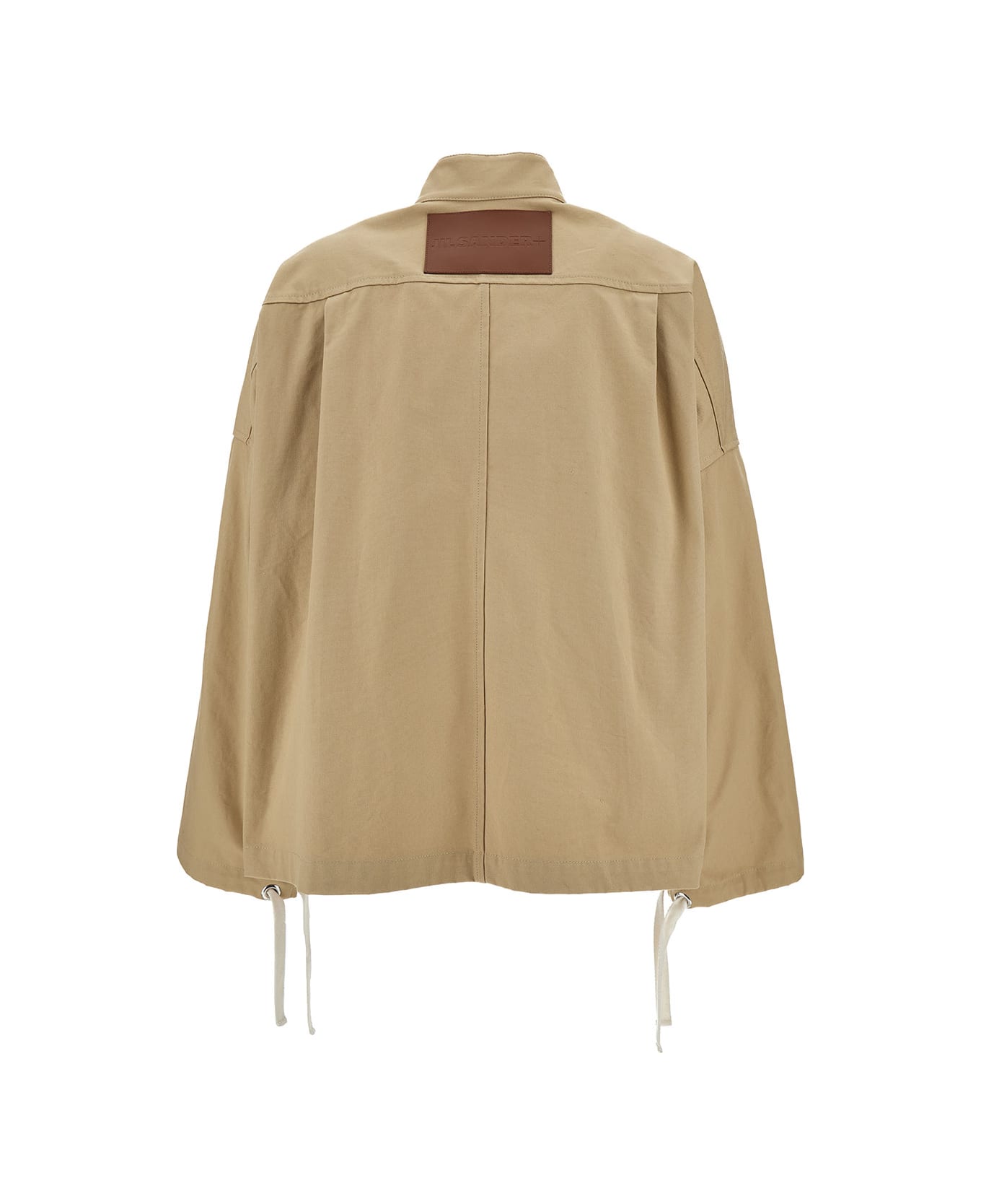Jil Sander Beige Jacket With Leather Logo Patch In Cotton Canvas Woman - Beige ジャケット