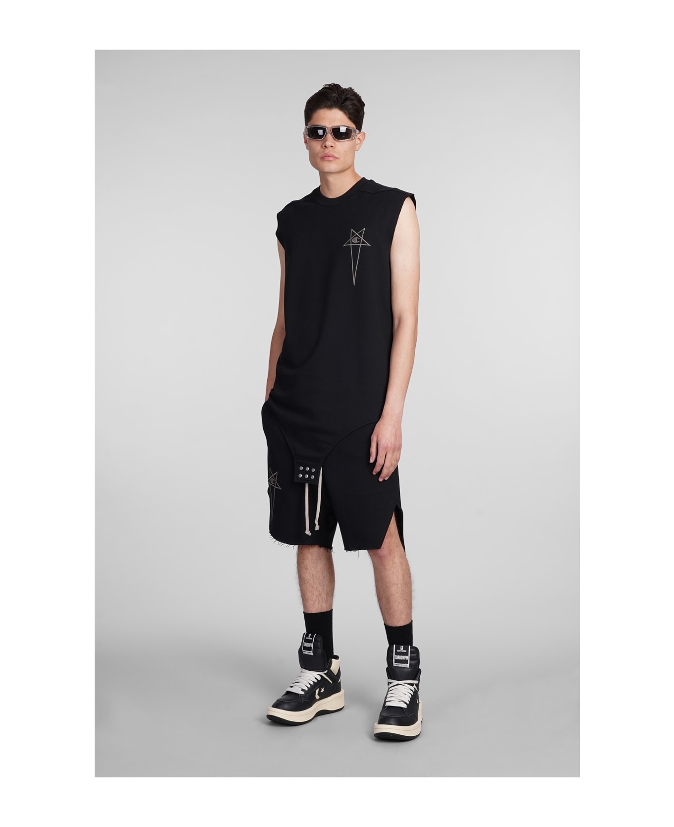 Rick Owens x Champion Sl Body Tank Top In Black Cotton - black
