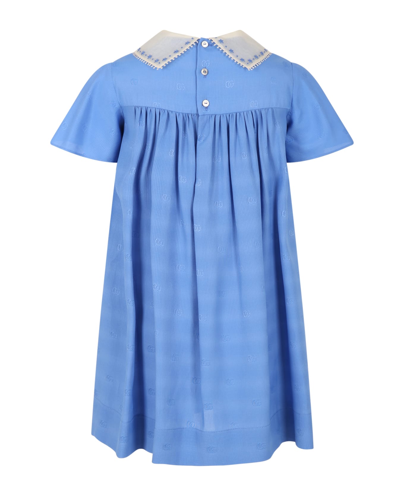 Gucci Light-blue Dress For Girl With Gg - Light Blue