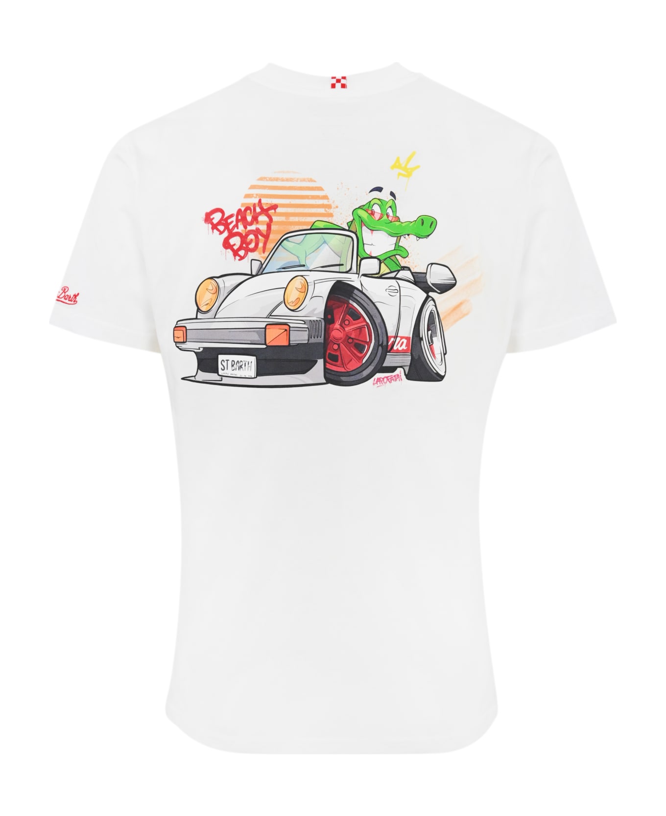 MC2 Saint Barth T-shirt With Crocco Race Print - Bianco
