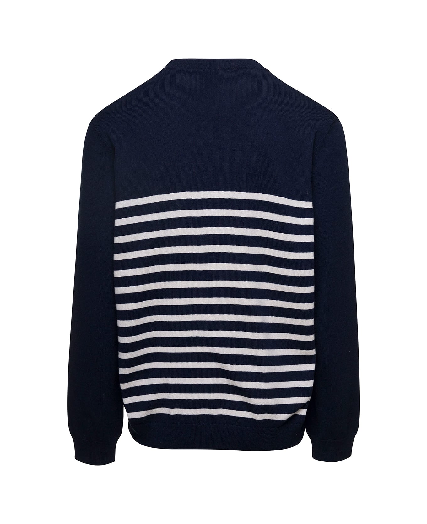 A.P.C. 'matthew' Blue And White Crewneck Sweater With Striped Motif In Cotton And Cashmere Man - Blu