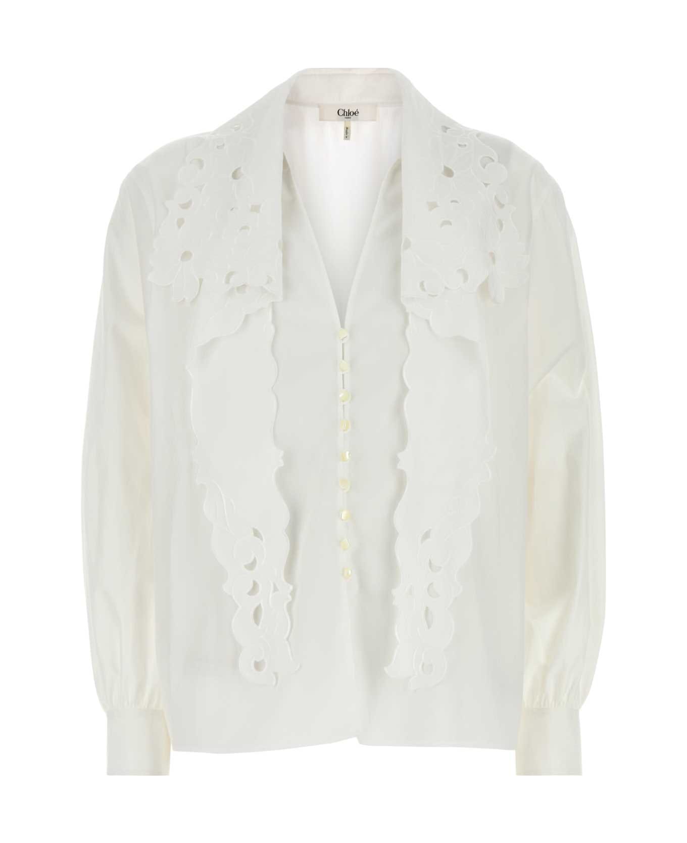 Chloé White Poplin Shirt - WHITE