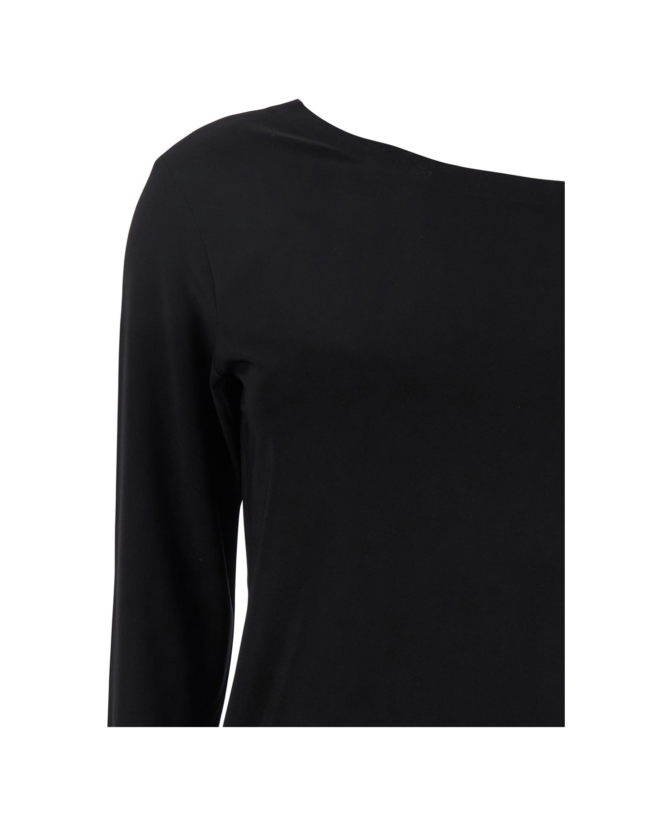 Norma Kamali Black Off-shoulder Top In Tech Fabric Stretch Woman - Black