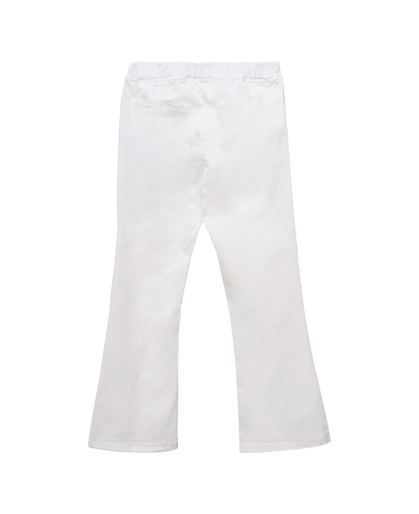 Il Gufo White Trousers With Elastic Waistband In Cotton Girl - White