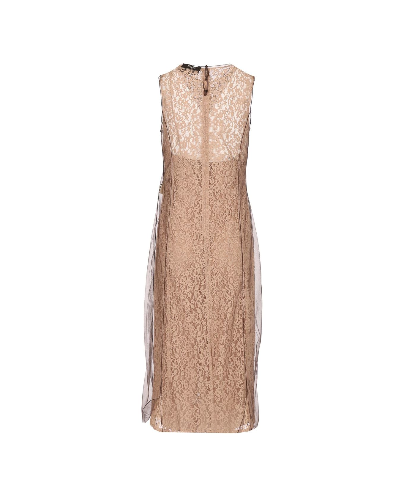 Fendi Antique Pink Lace Midi Dress - Rose