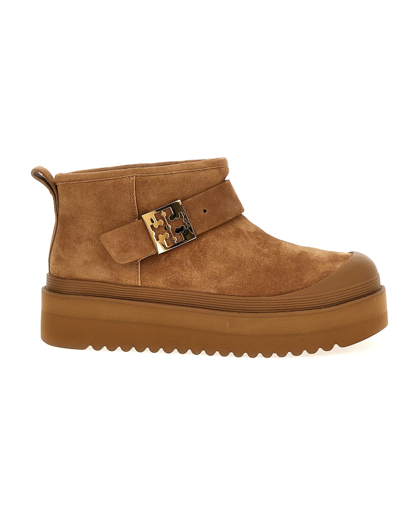 Tory Burch 'mellow Shearling Platform' Ankle Boots - Chestnut