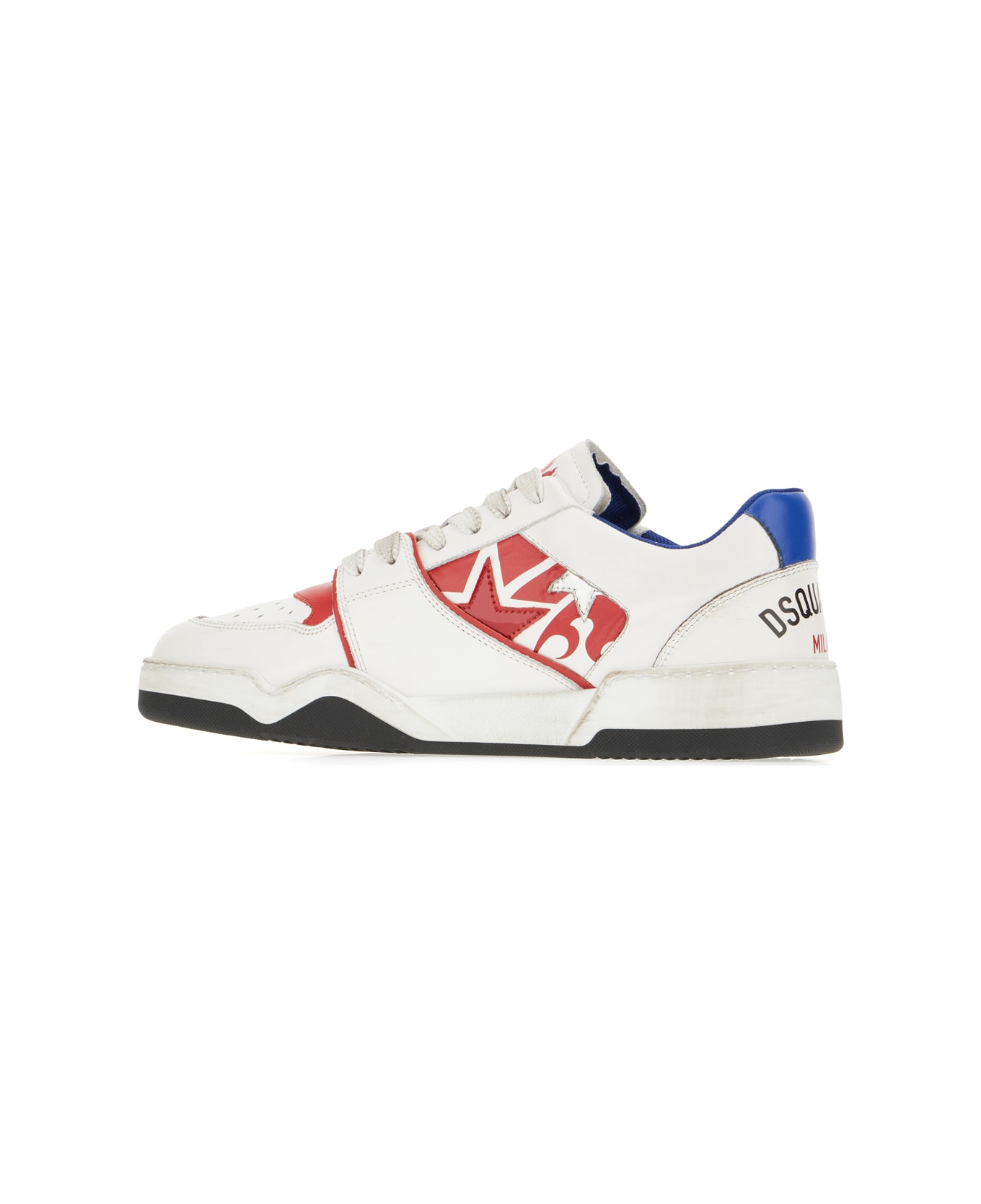 Dsquared2 Multicolor Leather Spiker Sneakers - BIANCO ROSSO BLU