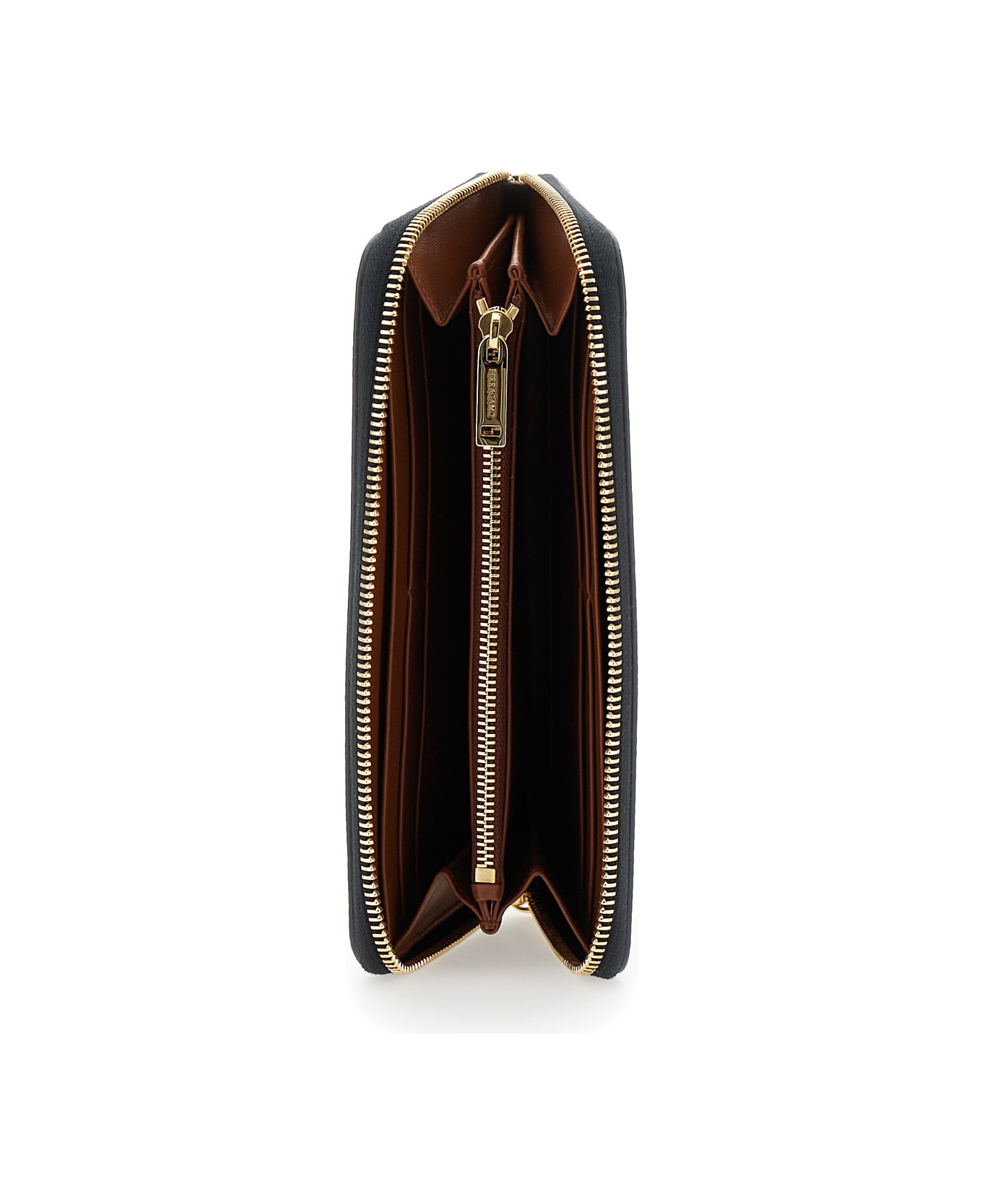 Ferragamo 
continental
 Black Wallet With Logo Lettering On The Front In Leather Woman - Black