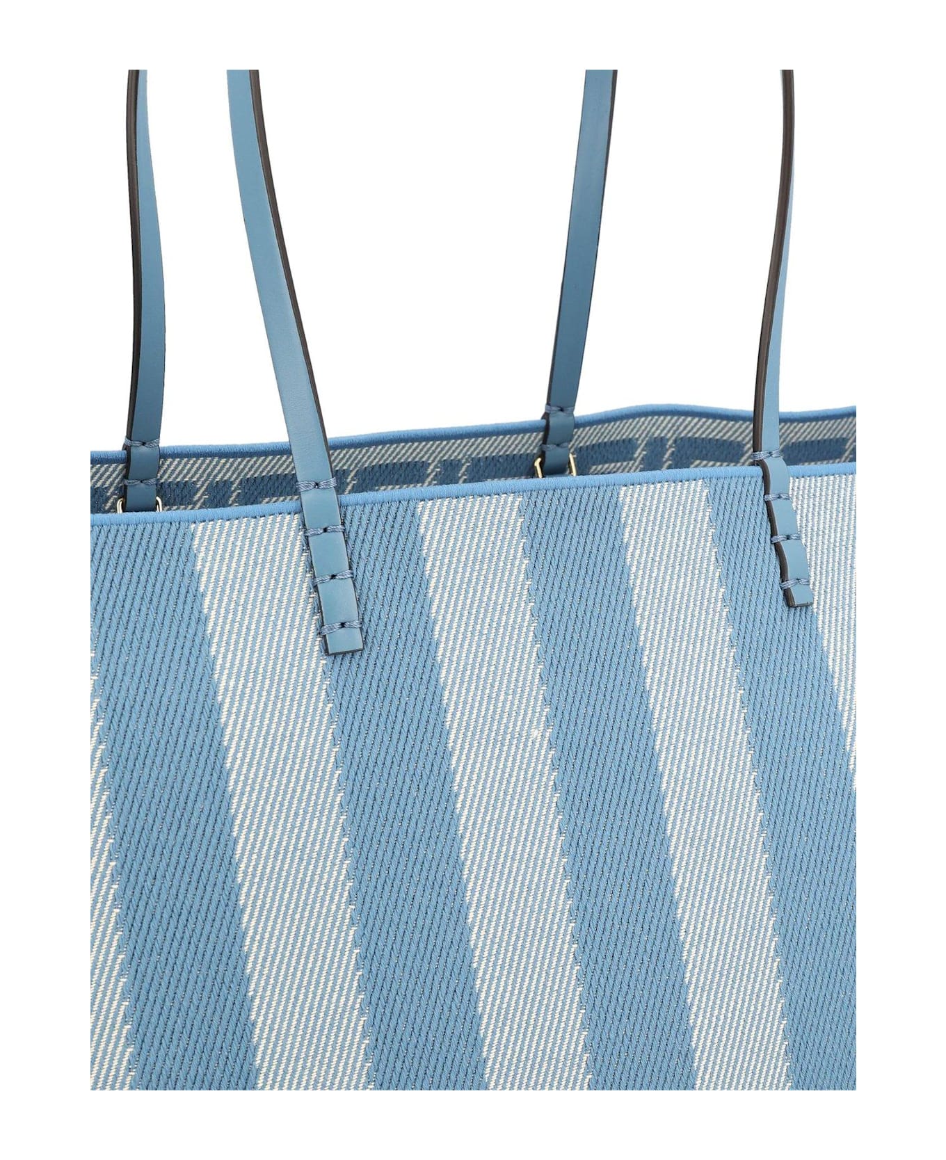 Fendi Roll Striped Large Reversible Tote Bag - Light Blue