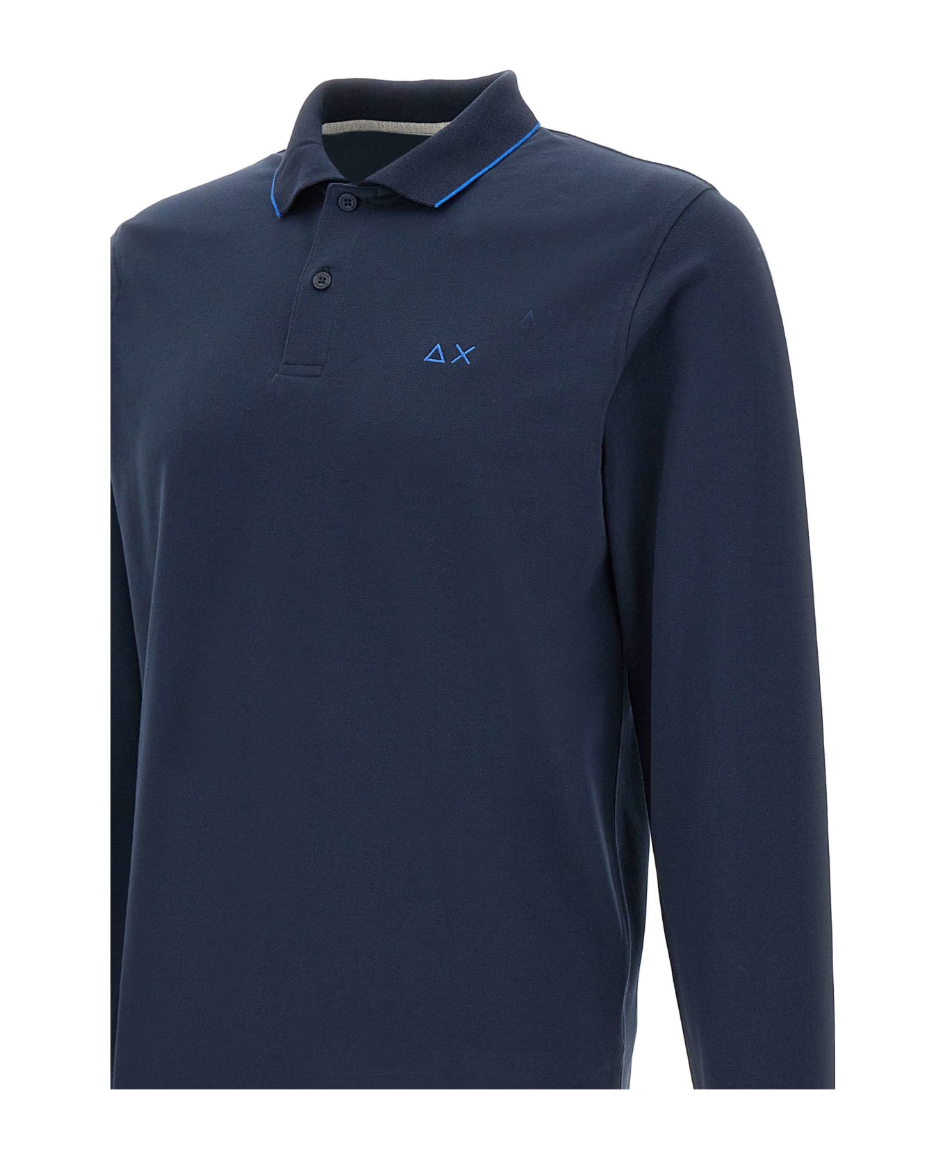 Sun 68 "small Stripes" Cotton Polo Shirt - BLUE ポロシャツ