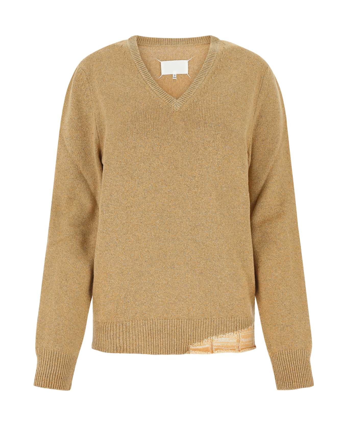 Maison Margiela Melange Mustard Wool Blend Oversize Sweater - 153F