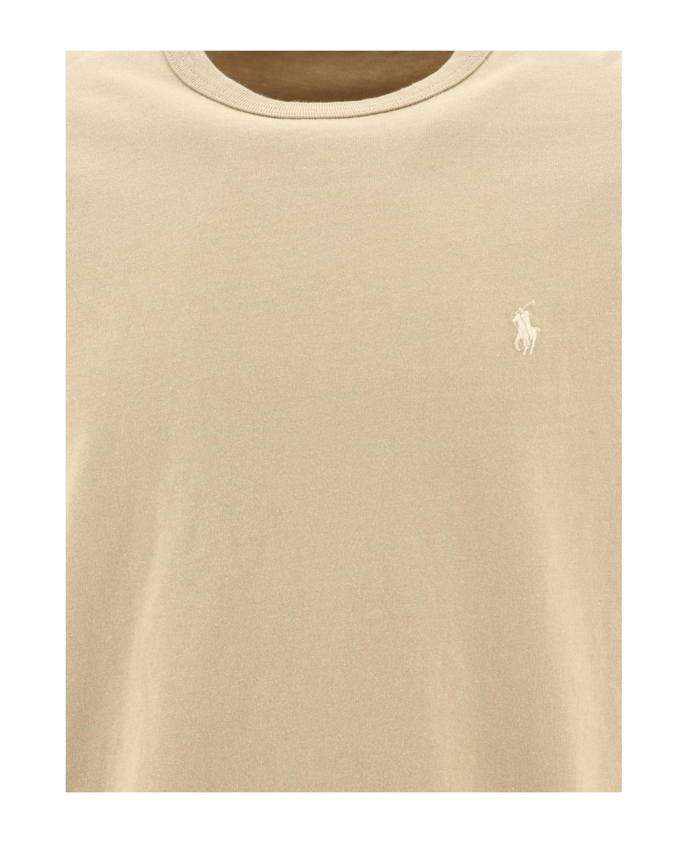 Ralph Lauren Logo-embroidered Crewneck T-shirt - Coastal Beige