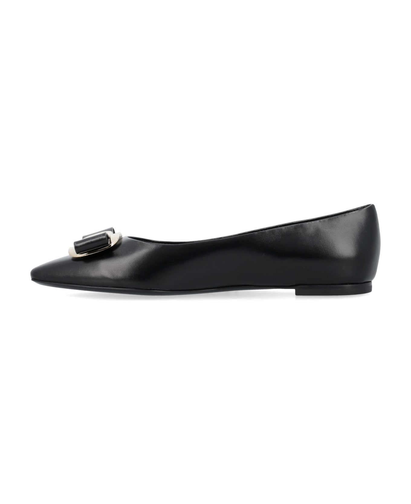 Ferragamo New Vara Plate Ballet Flat - BLACK