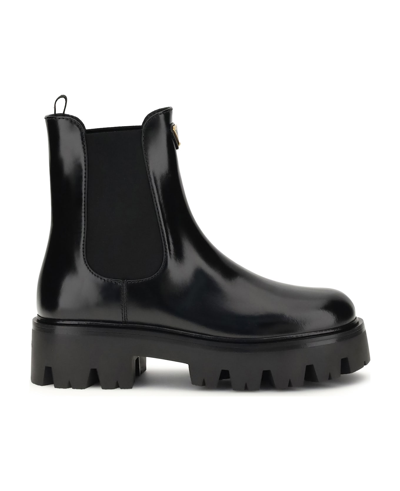 Prada Brushed Leather Ankle Boots - Black