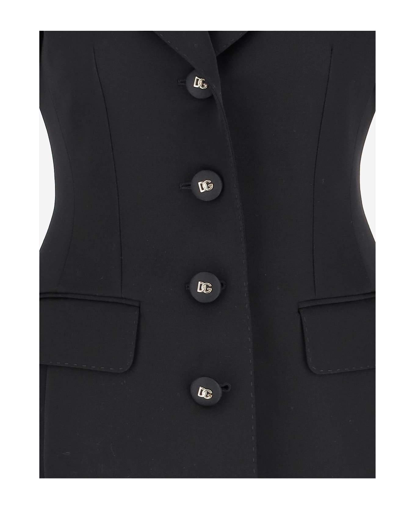 Dolce & Gabbana Dolce Single Breasted Wool Jacket - Black