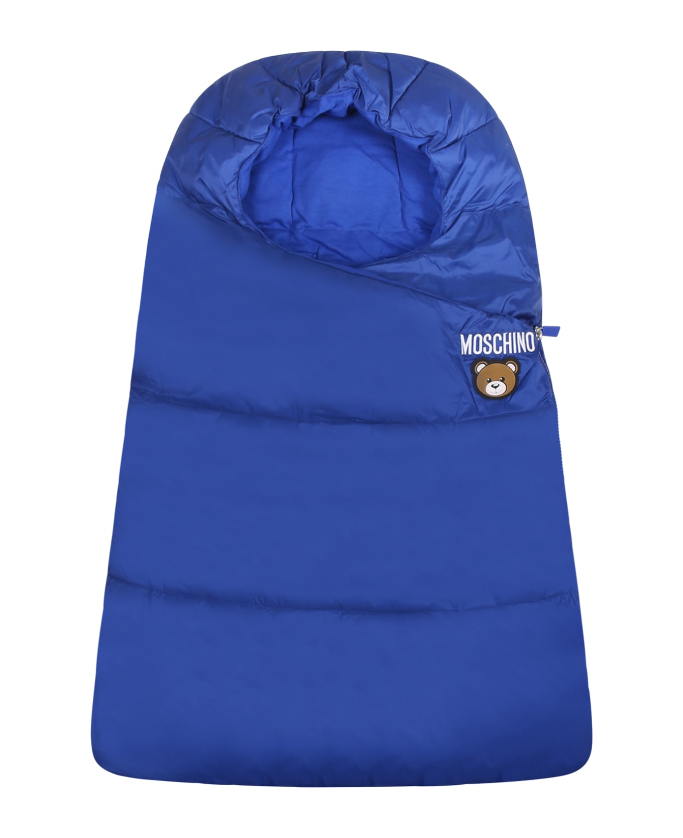 Moschino Blue Sleeping Bag zebra For Baby Boy With Teddy Bear And Logo - Light Blue