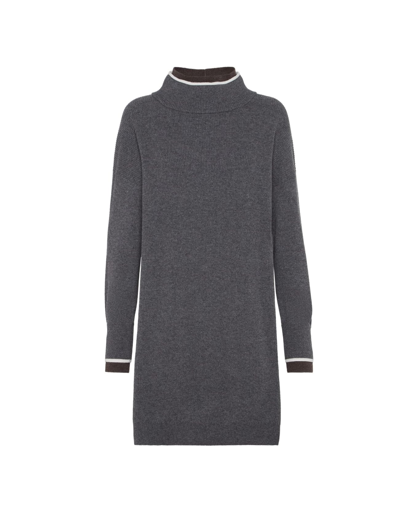 Brunello Cucinelli Dark Gray Ribbed Knit Suit - Grey