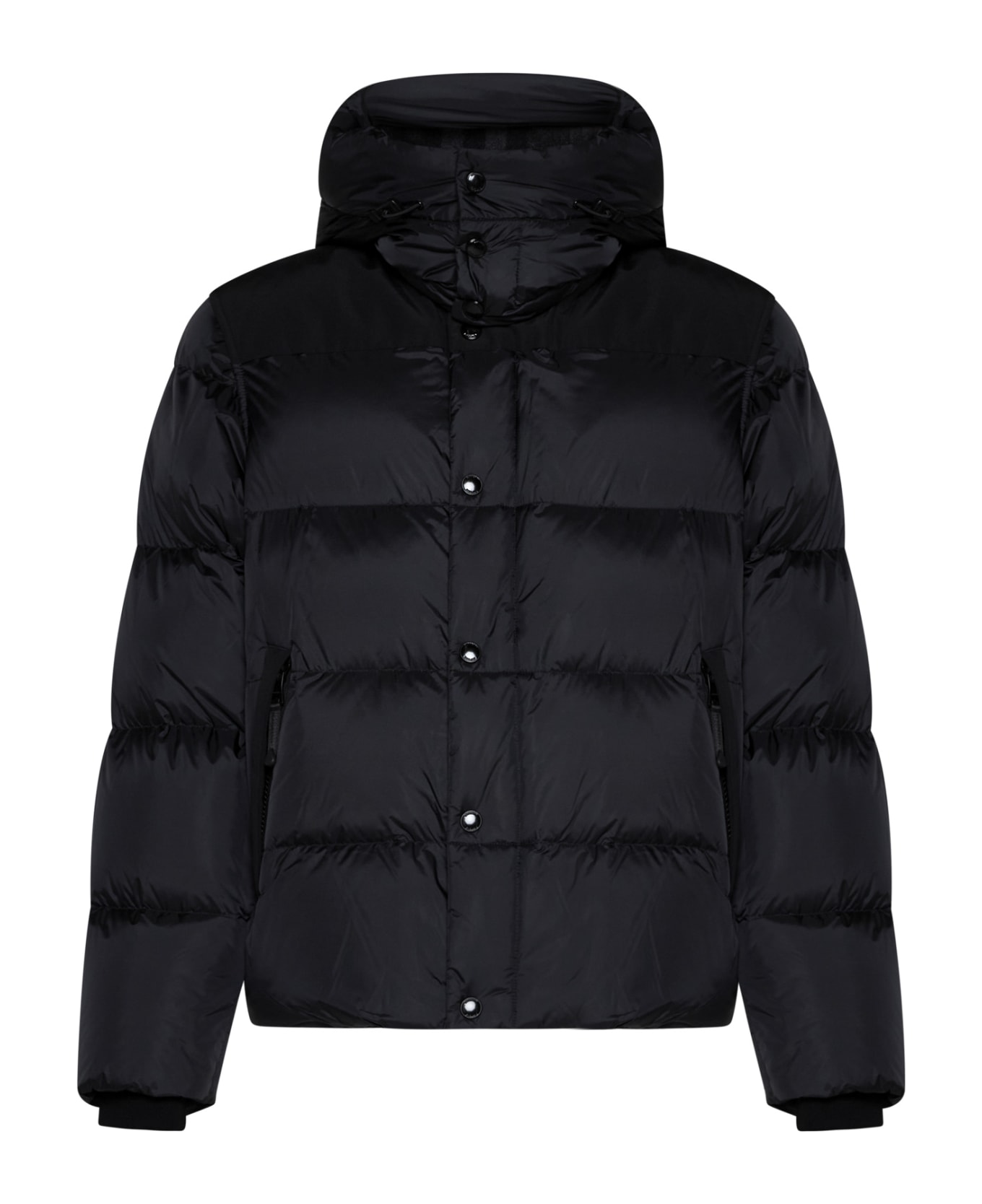 Burberry Logo Patch Hooded Coat - Black