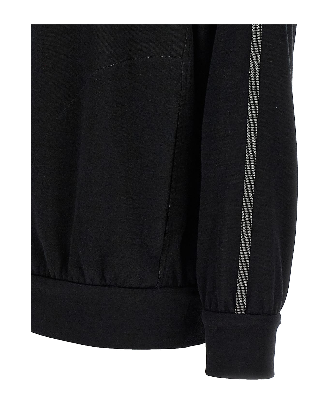 Brunello Cucinelli 
shiny Trims
 Hoodie - Black  