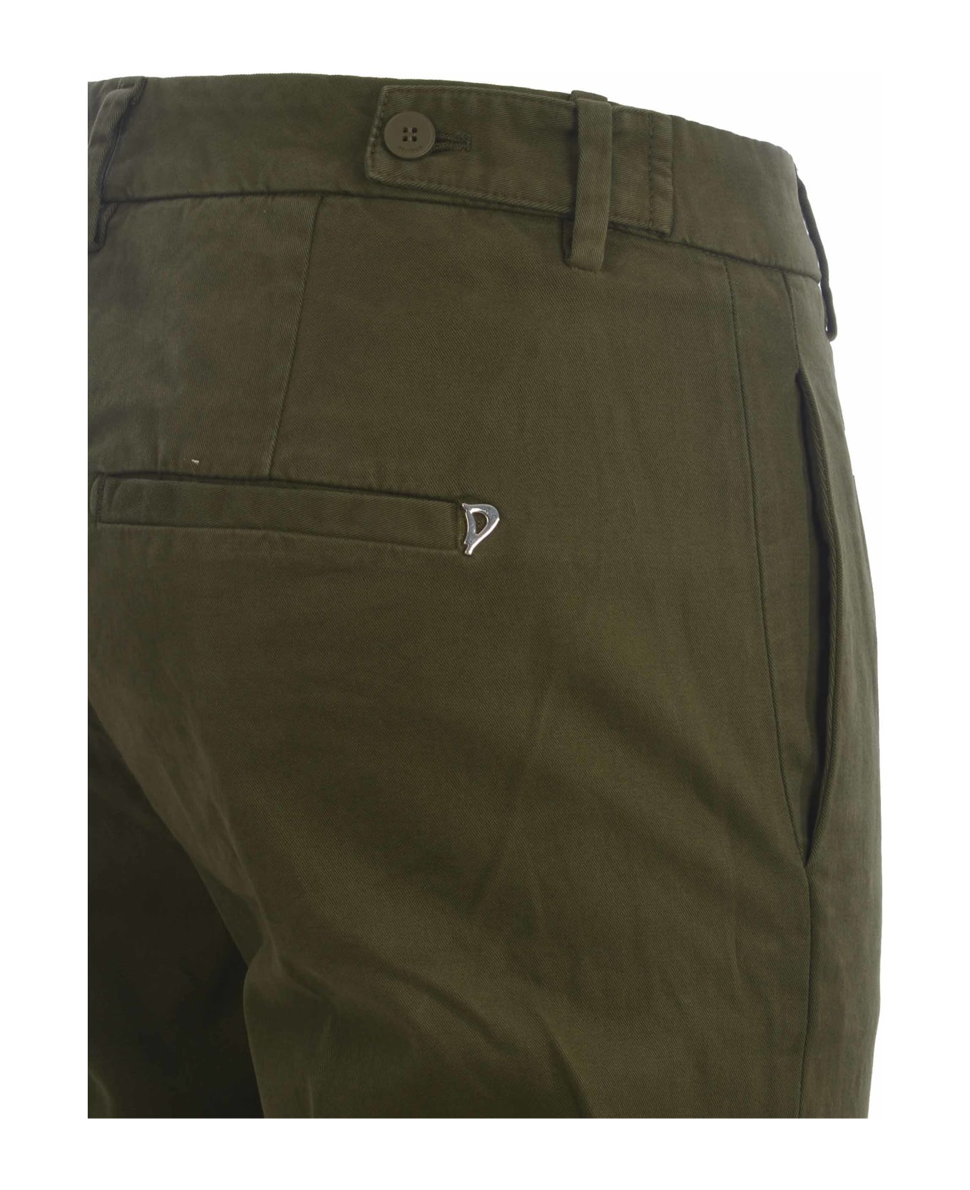 Dondup Trousers "ariel 27 Inches" In Stretch Cotton - Verde militare ボトムス