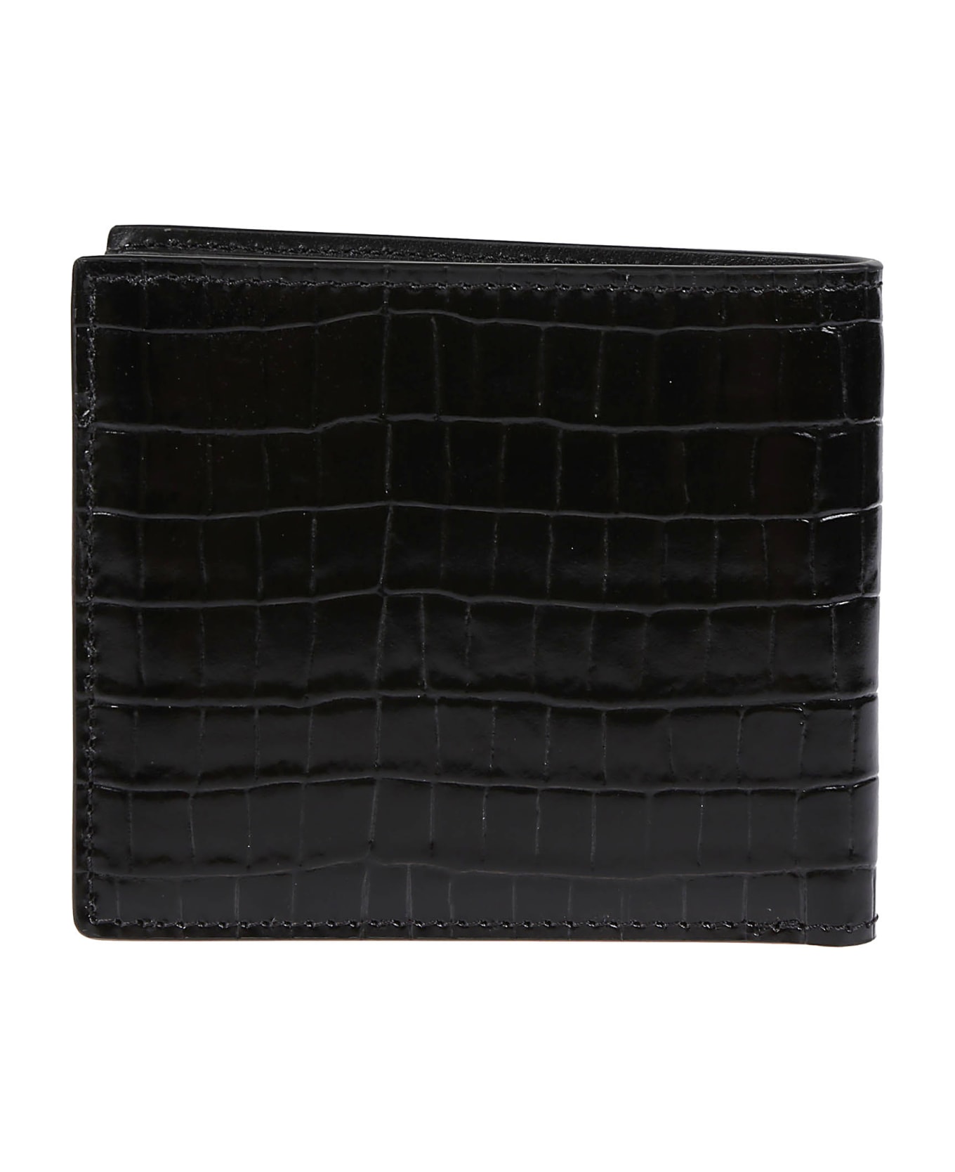 Tom Ford Croco Embossed Logo Wallet - Black 財布