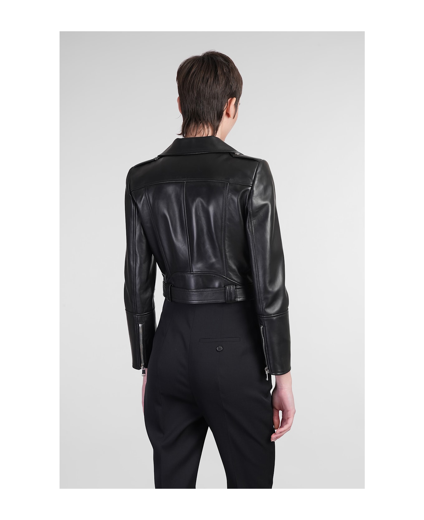 Alexander McQueen Biker Jacket In Black Leather - black