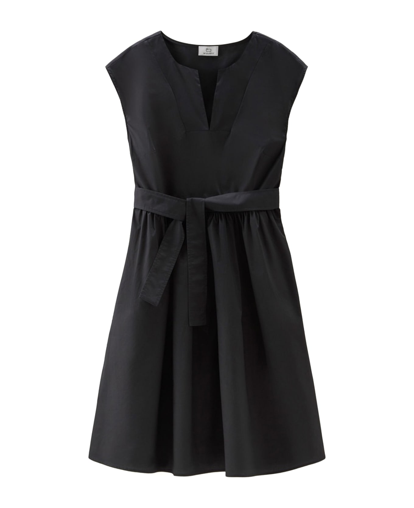 Woolrich Black Poplin Dress With Belt - BLACK