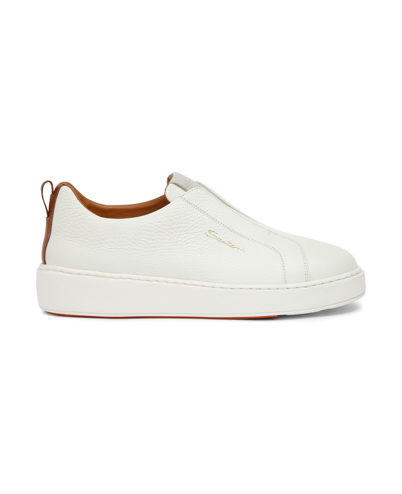 Santoni Leather Slip-on Sneakers - WHITE