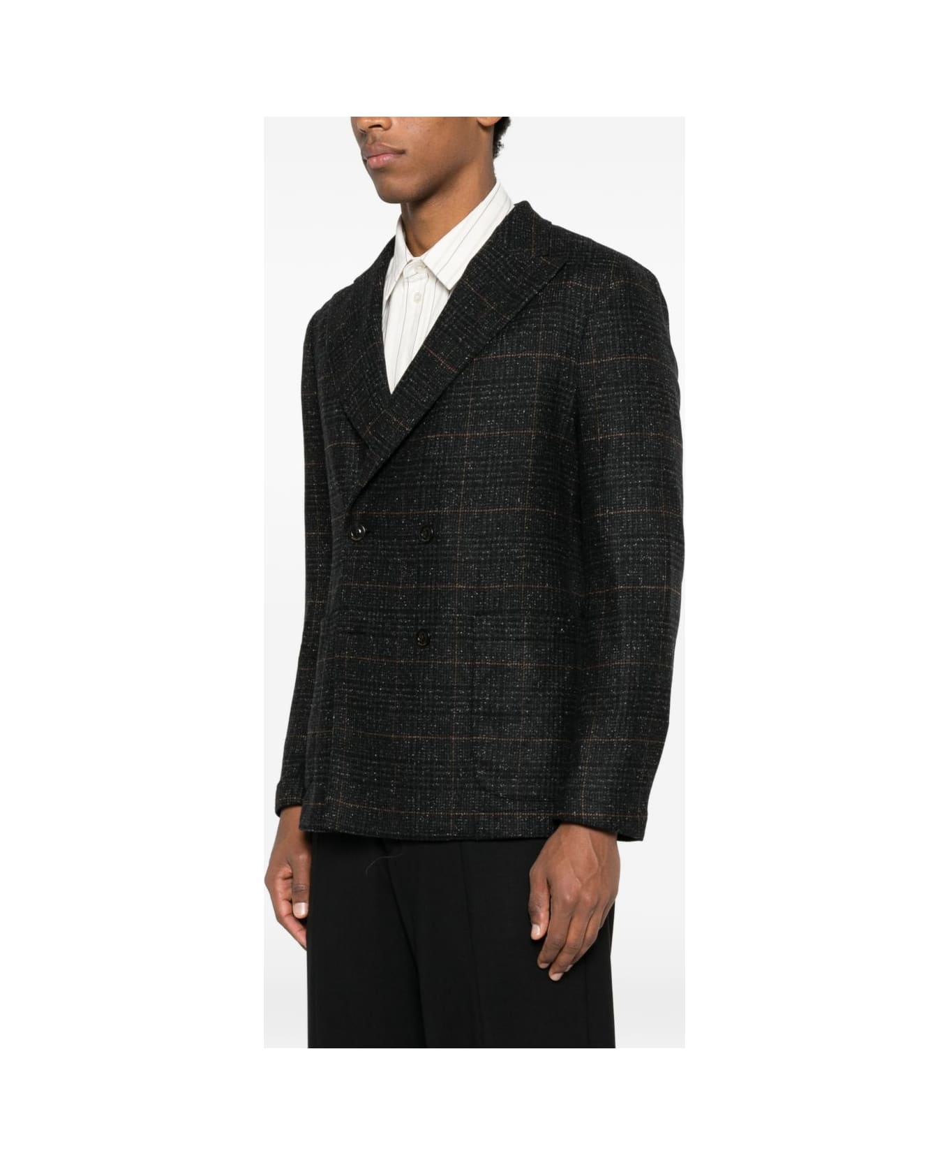 Boglioli Double-breasted Checked Jacket - Grey