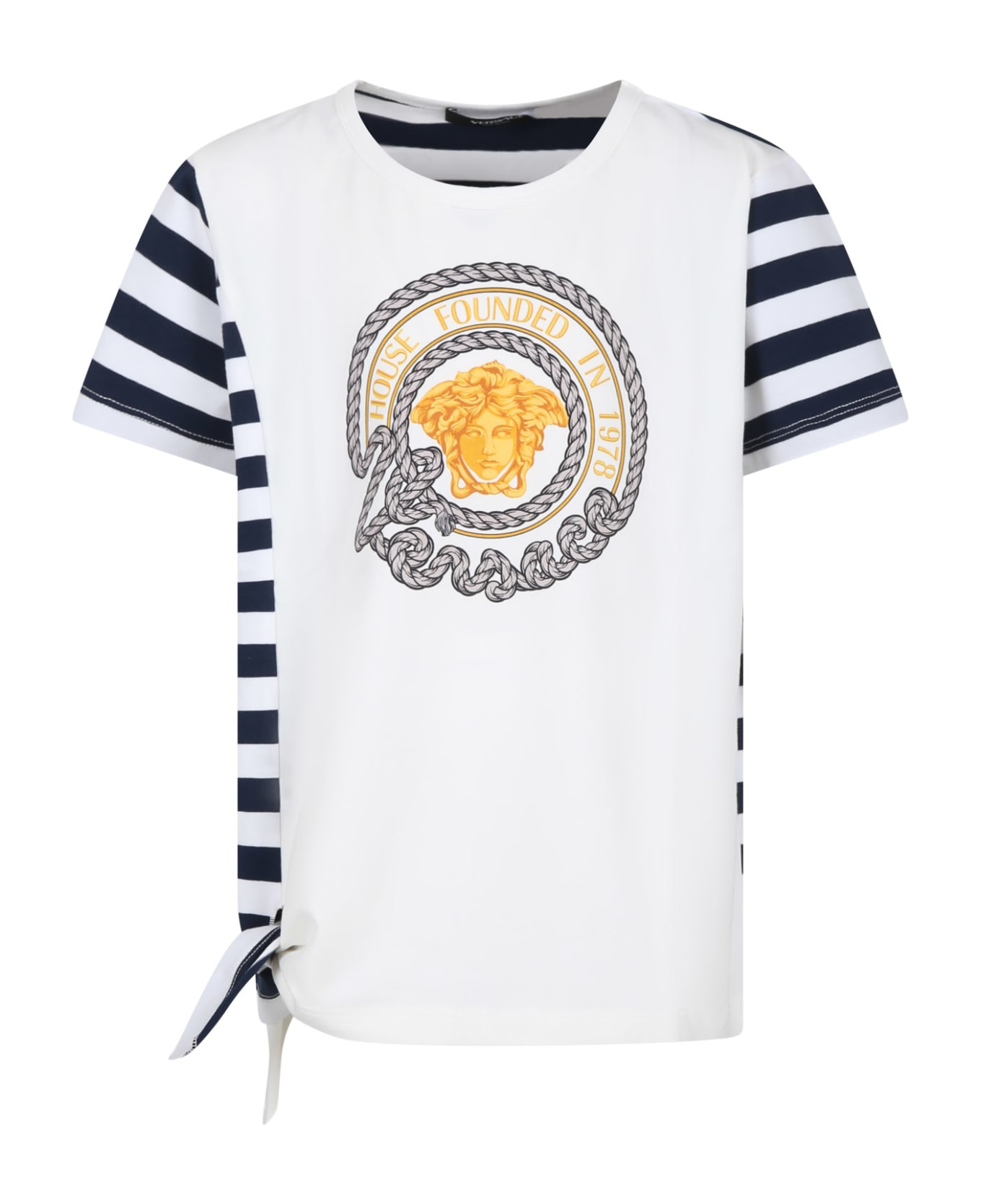 Versace White T-shirt For Girl With Versace Medusa - White