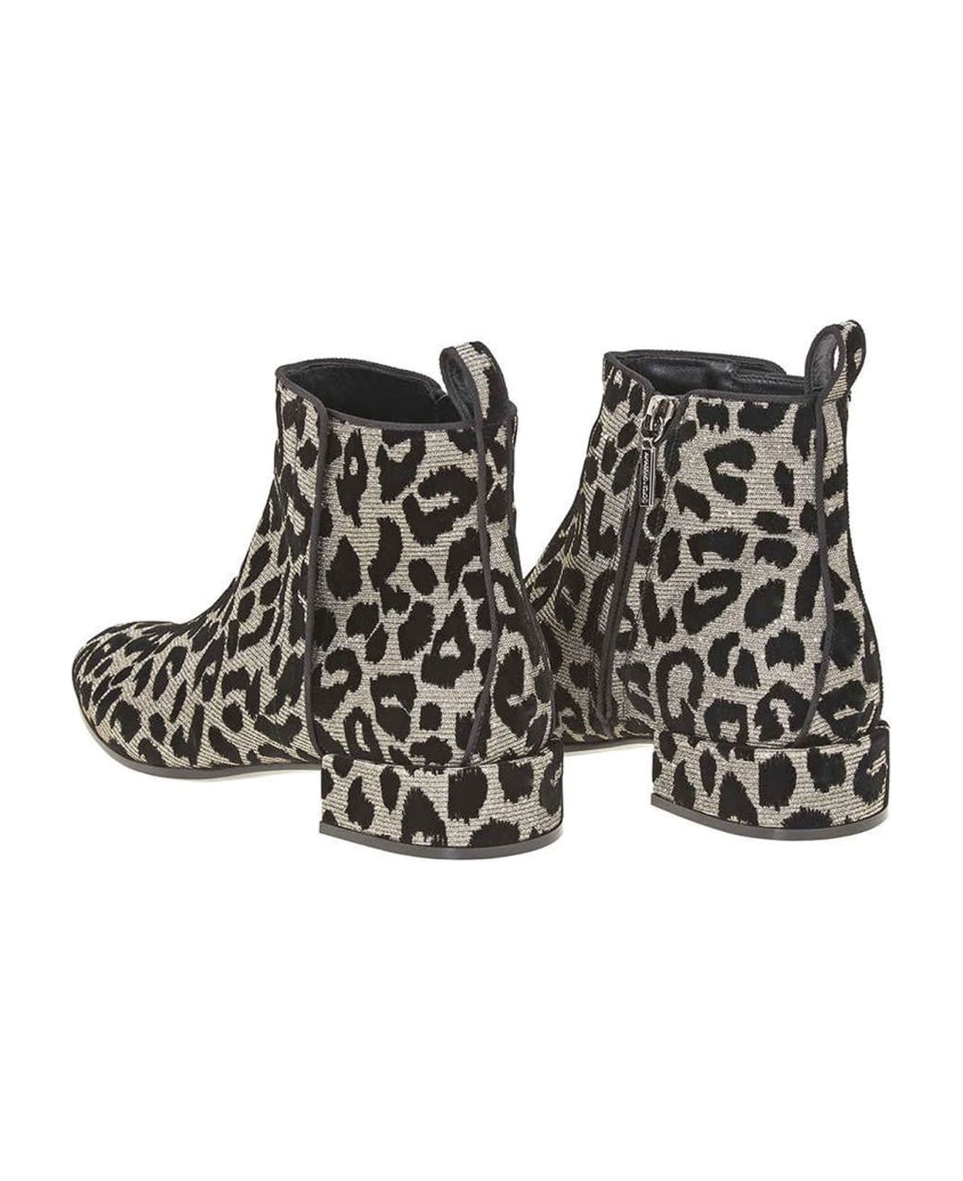 Dolce & Gabbana Leopard Ankle Boots - Silver