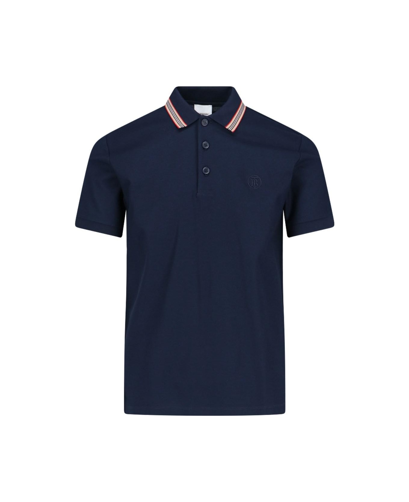 Burberry Striped Detail Polo Shirt - Coal blue ポロシャツ