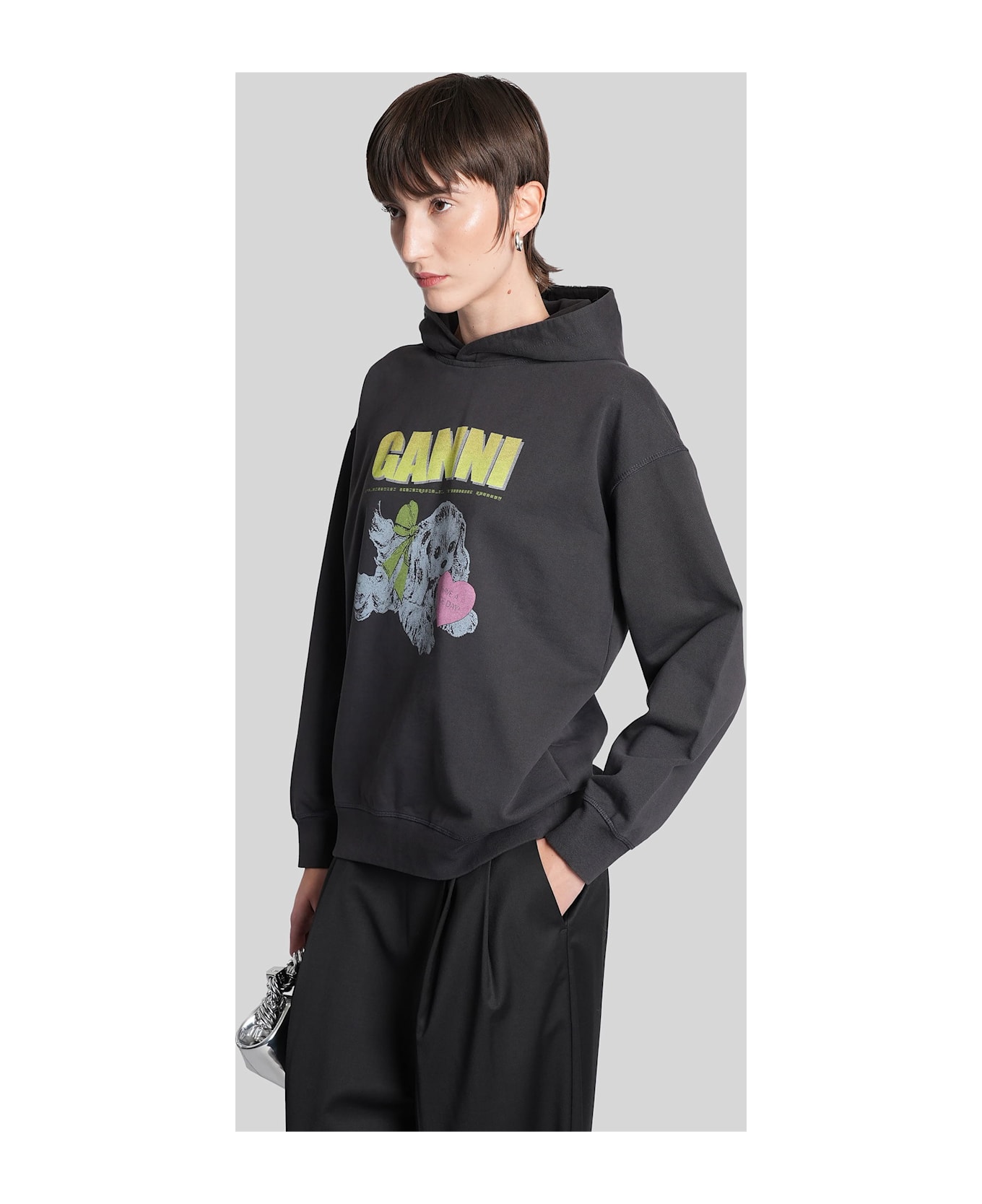 Ganni Sweatshirt In Black Cotton - black