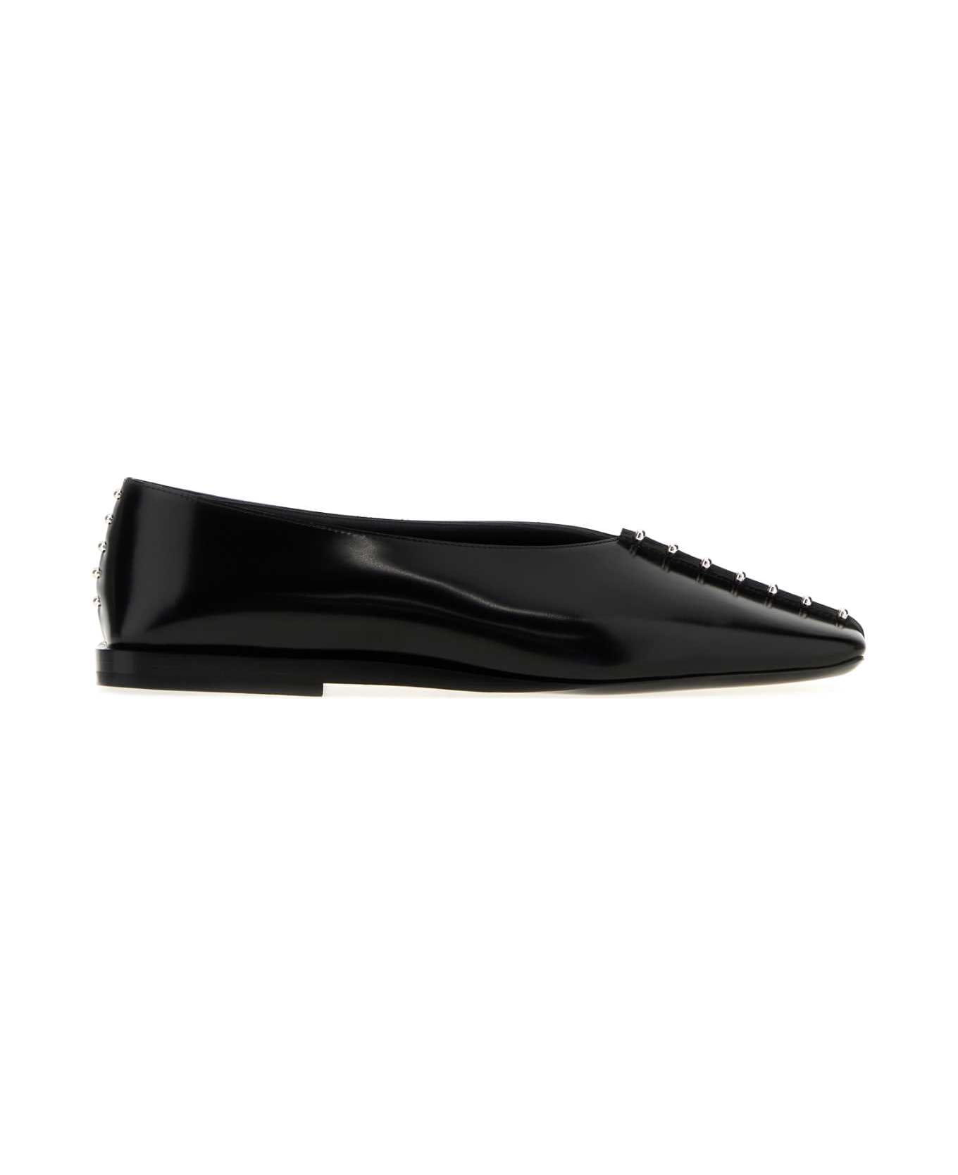 Jil Sander Black Leather Ballerinas - BLACK