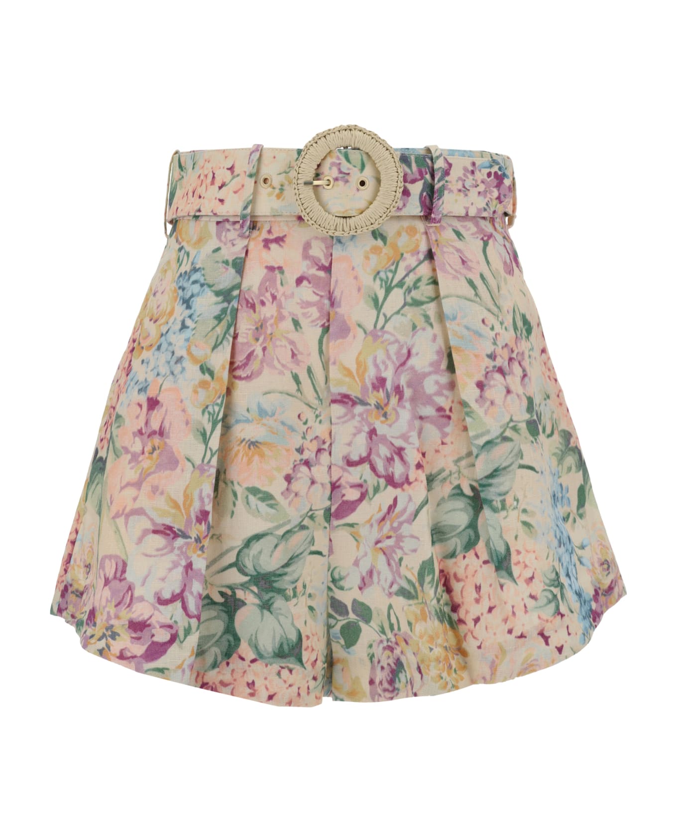 Zimmermann Halliday Tuck Shorts - Multi watercolour floral