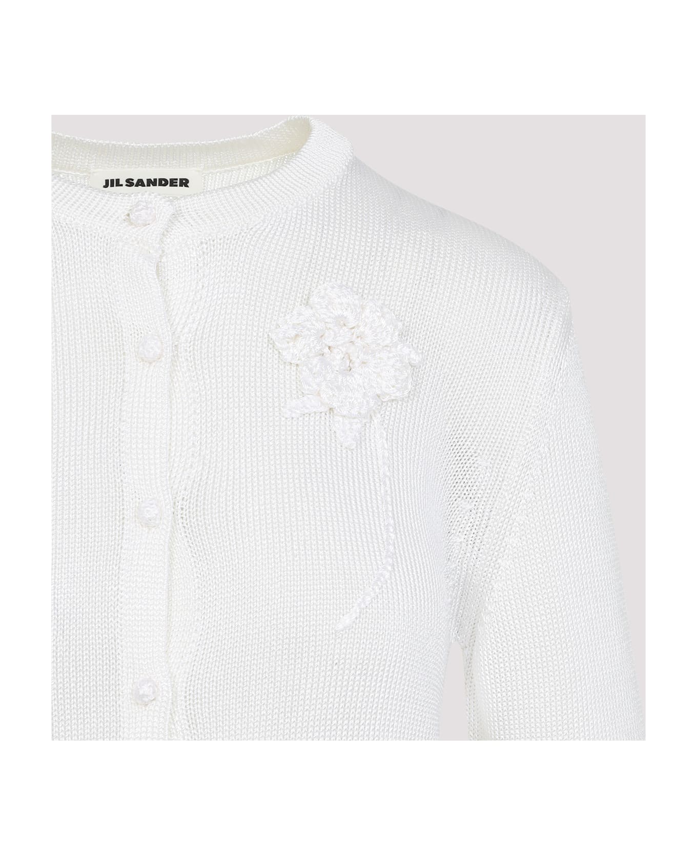 Jil Sander Cardigan With Crochet Flower - Piuma