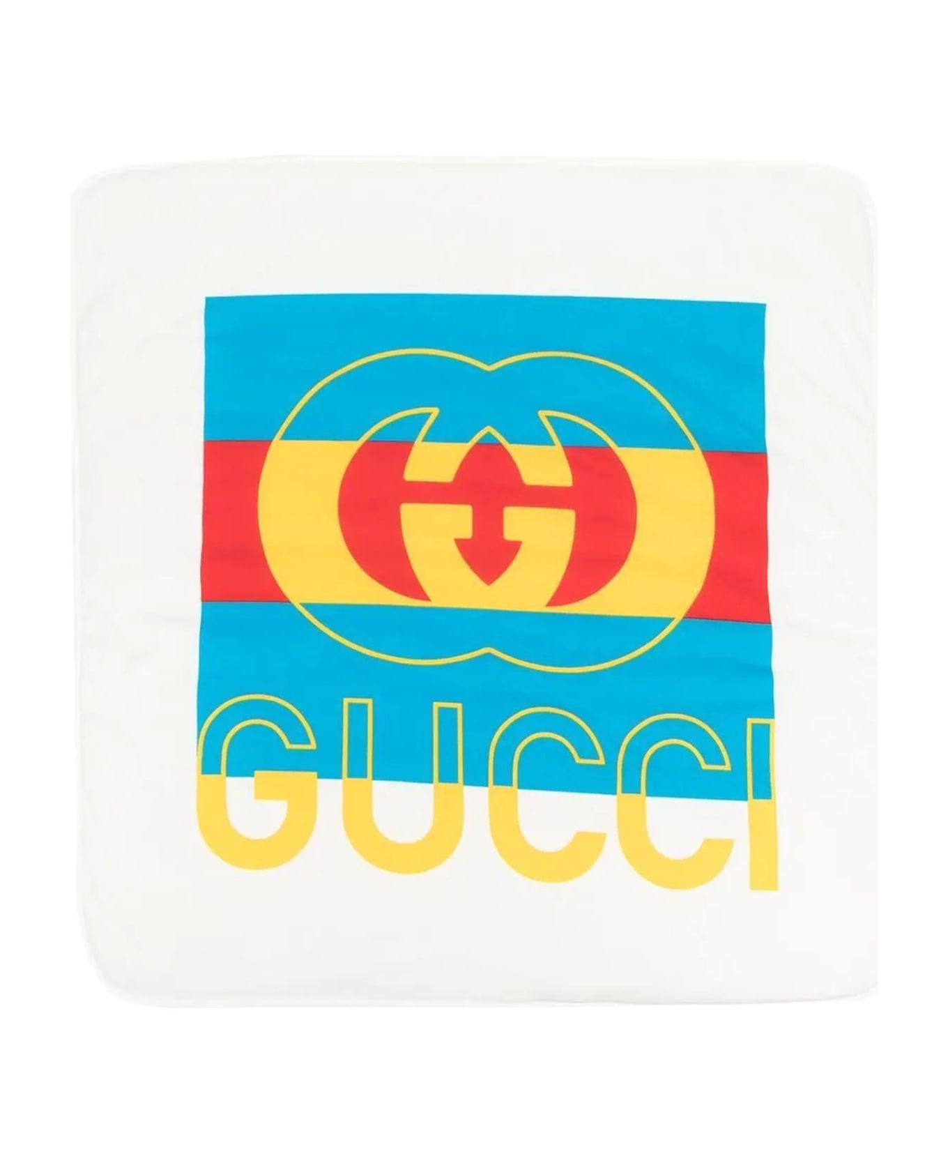 Gucci White Cotton Blanket - White Sky Blue