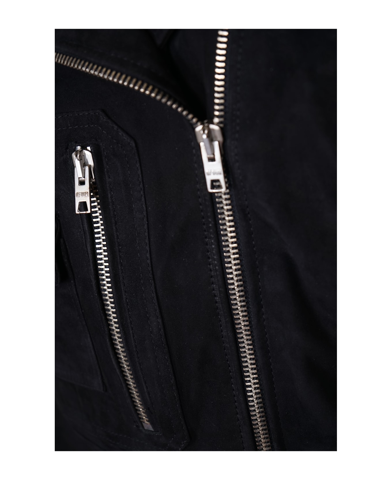 DFour Multi-zipped Velvet Jacket - Black