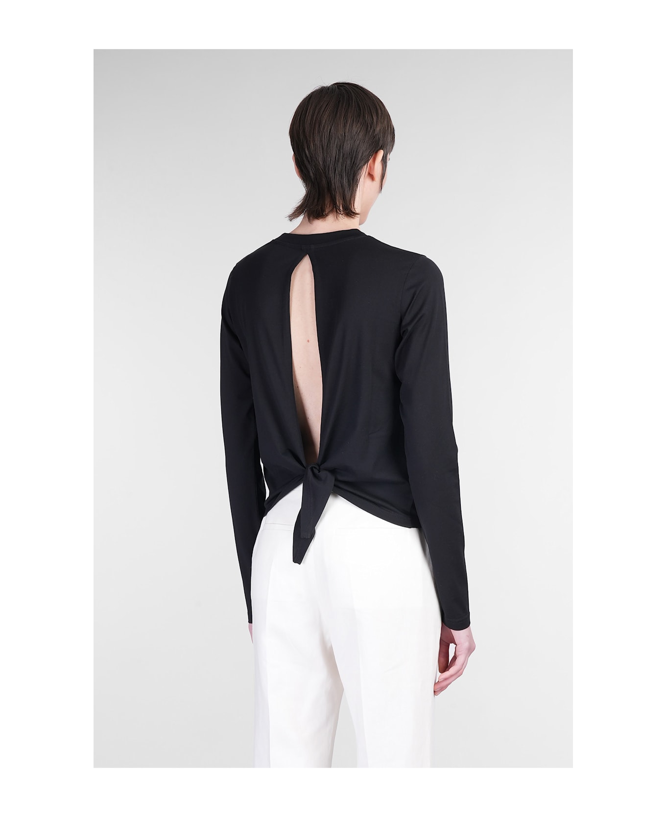 T-shirt In Black Cotton - Thumbnail 4