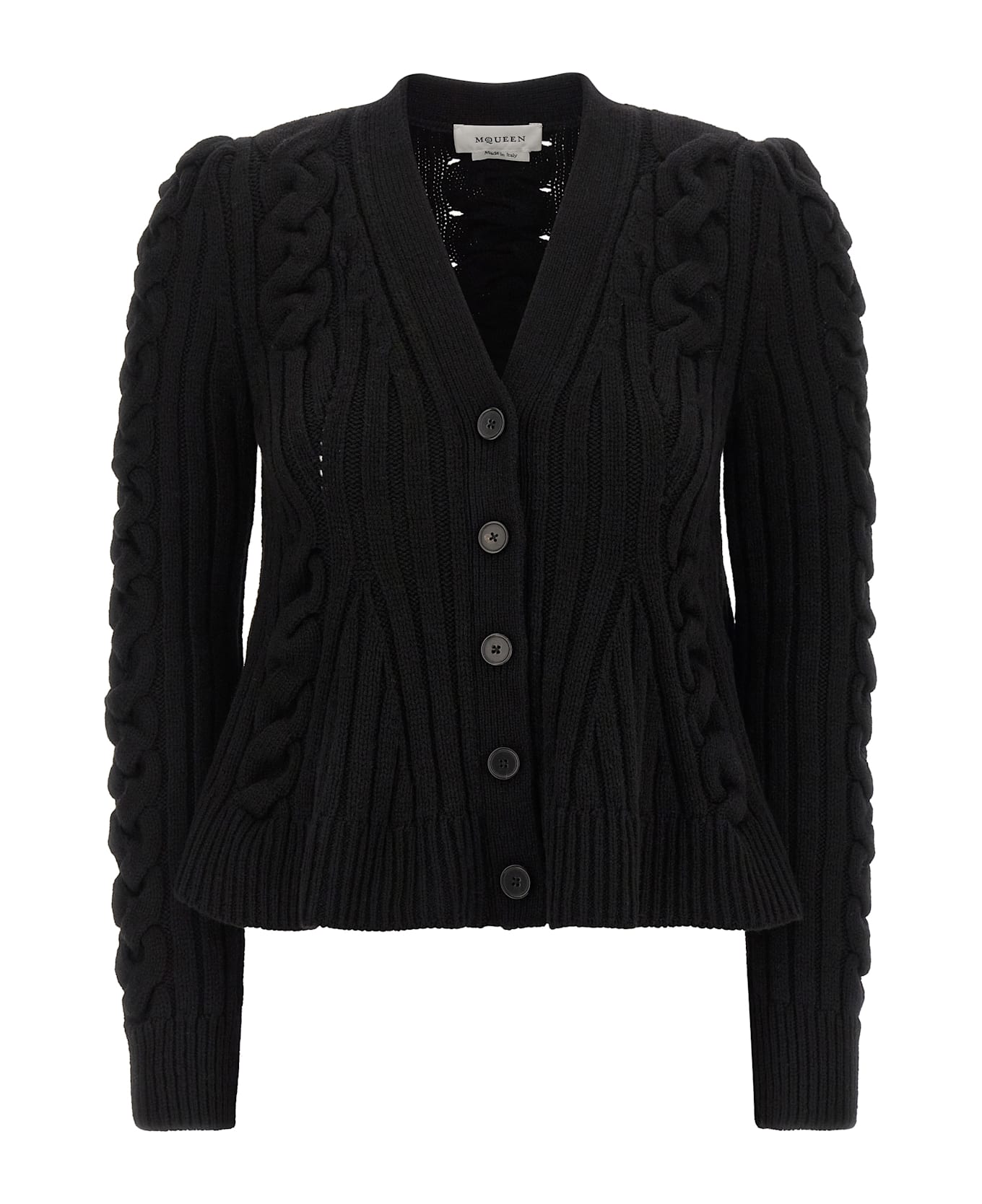 Alexander McQueen Braided Wool Cardigan - Black  