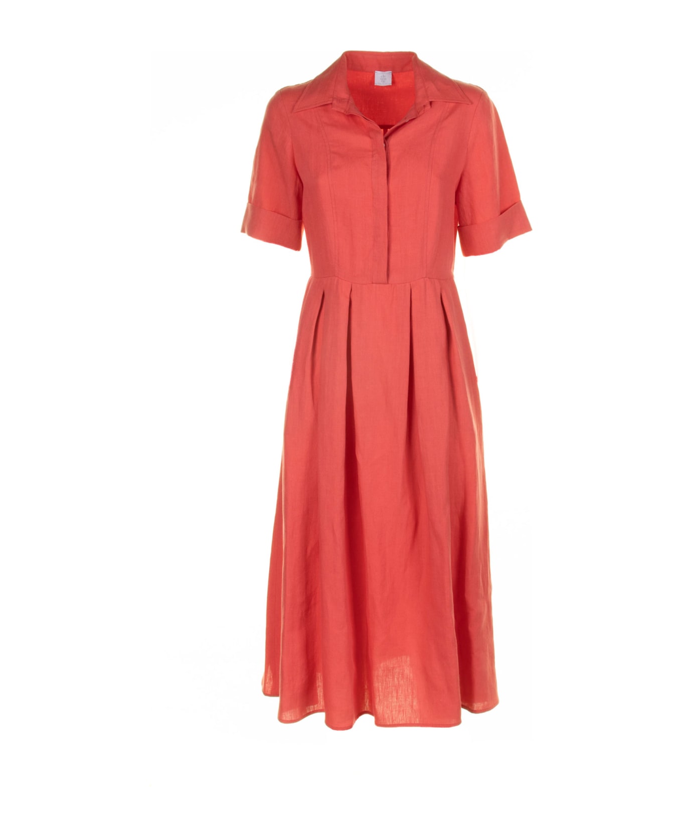 Eleventy Long Coral Half-sleeved Linen Dress - CORALLO ワンピース＆ドレス