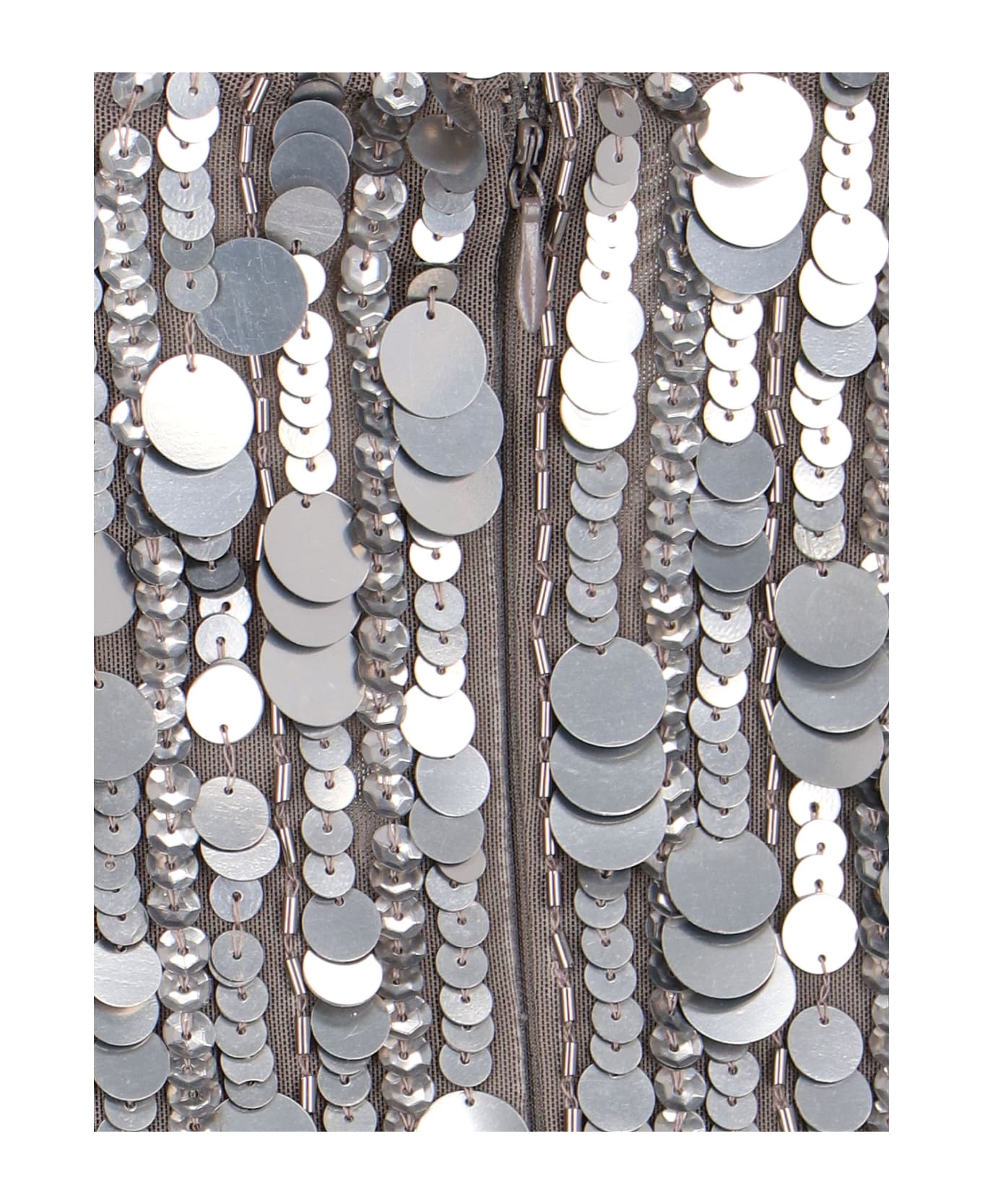 Parosh Silver Full Sequins Gender Mini Dress - Silver