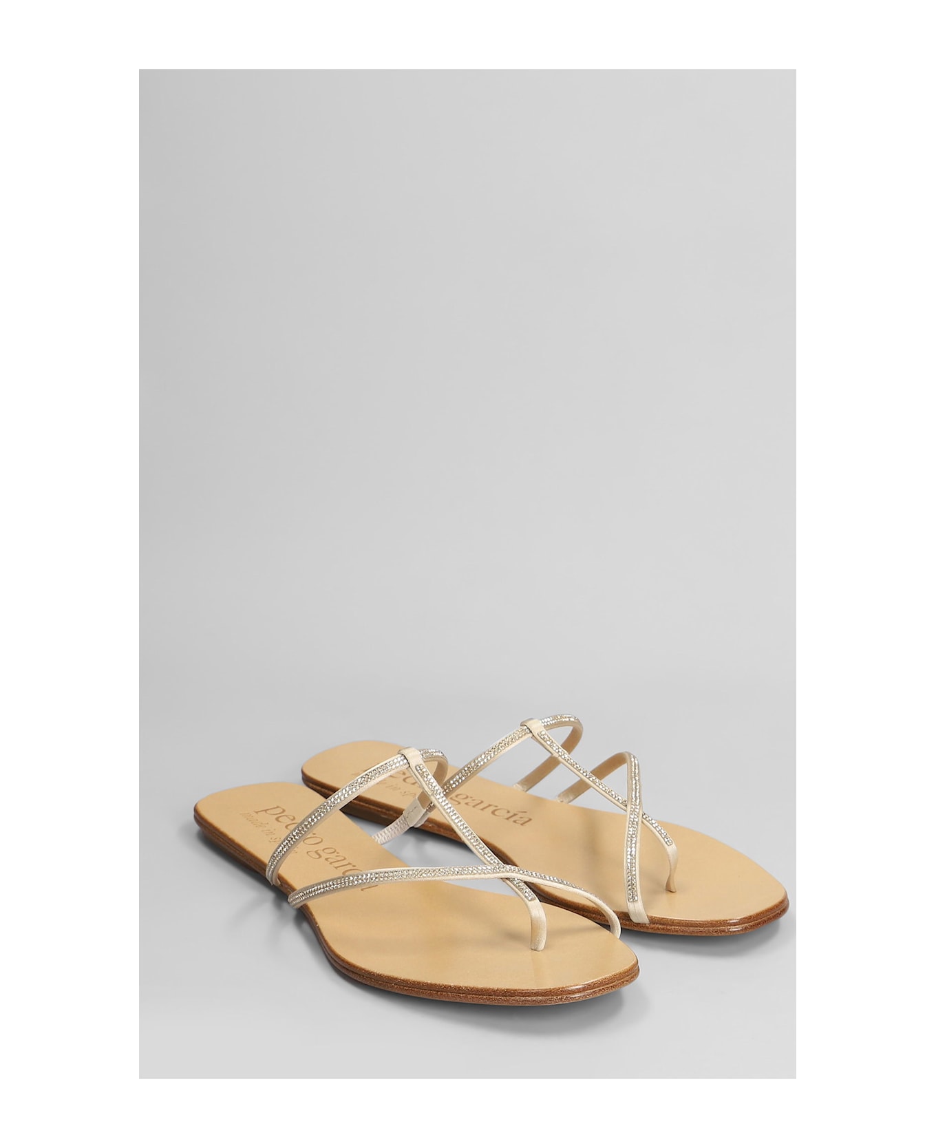 Pedro Garcia Estee Flats In Beige Satin - beige